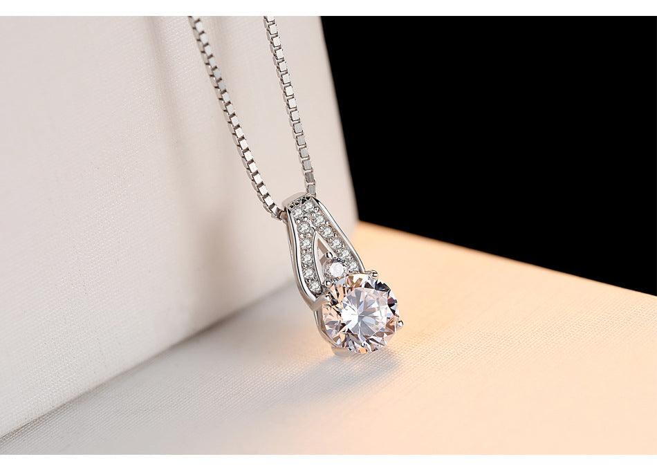 S925 Sterling Silver Necklace With Eight Heart And Eight Arrow Zircon - BUNNY BAZAR