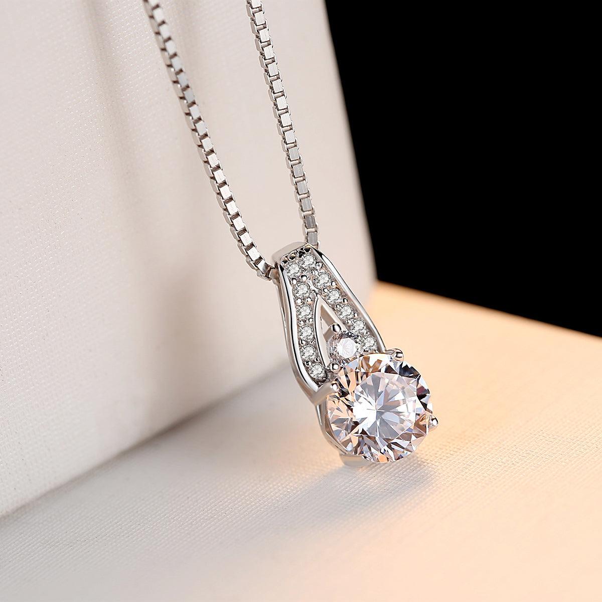 S925 Sterling Silver Necklace With Eight Heart And Eight Arrow Zircon - BUNNY BAZAR