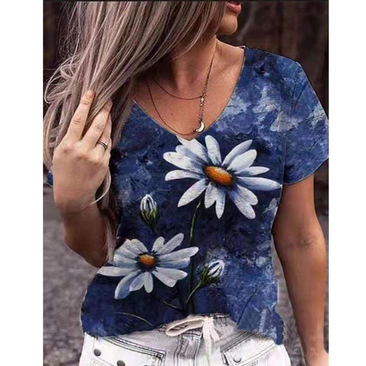 Women's Top Summer Print Pattern Short Sleeved T Shirt Women - BUNNY BAZAR