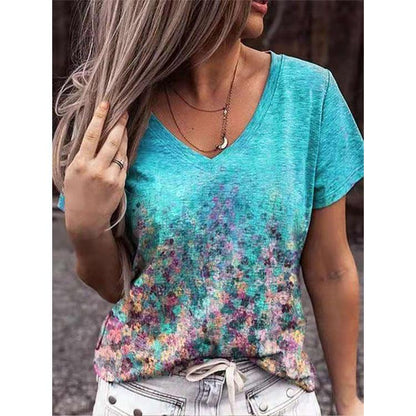 Women's Top Summer Print Pattern Short Sleeved T Shirt Women - BUNNY BAZAR