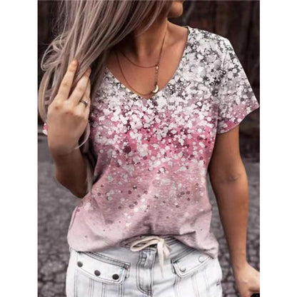 Women's Top Summer Print Pattern Short Sleeved T Shirt Women - BUNNY BAZAR