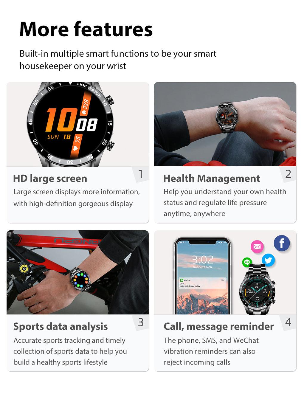 Lige's New Smart Watch Upgrade Smart Wearable Watch - BUNNY BAZAR