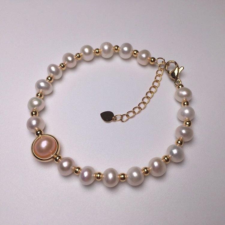 Elegant Pearl Bracelet With Transfer Bead Design - BUNNY BAZAR