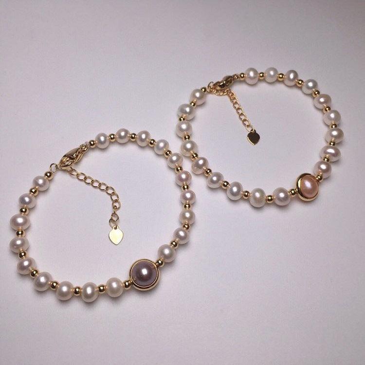 Elegant Pearl Bracelet With Transfer Bead Design - BUNNY BAZAR