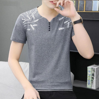 2021 Summer New Men\'s Short Sleeve T-Shirt Chao Brand Foreign Trade Pure Color Cotton Large Men\'s Sports T-Shirt Wholesale - BUNNY BAZAR