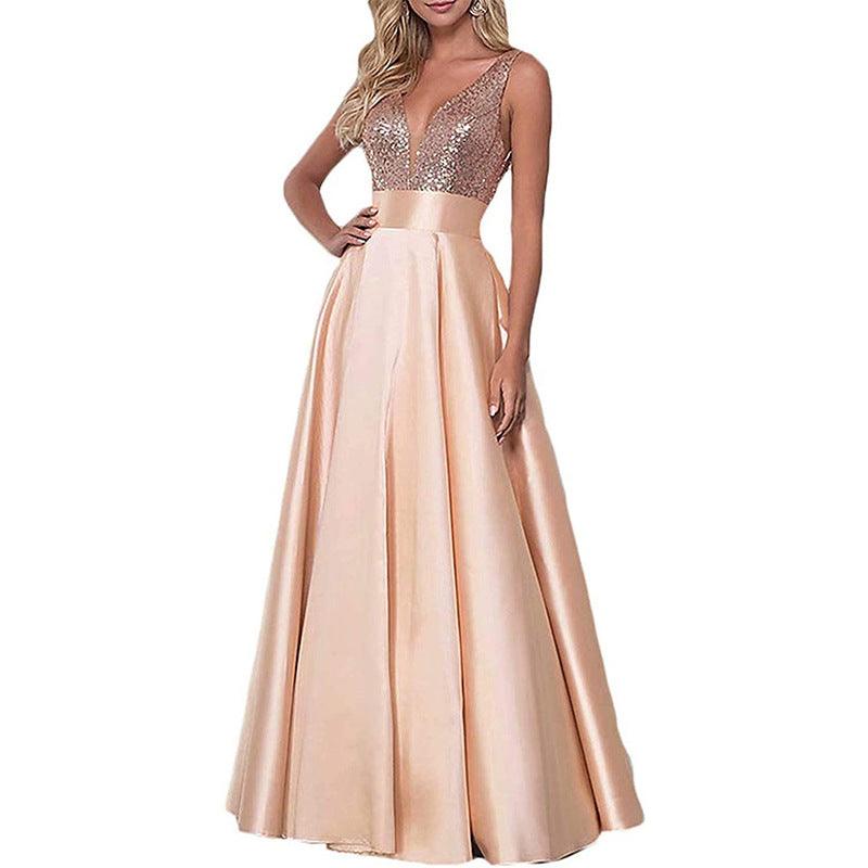 Sequined Rose Gold Formal Evening Dress - BUNNY BAZAR