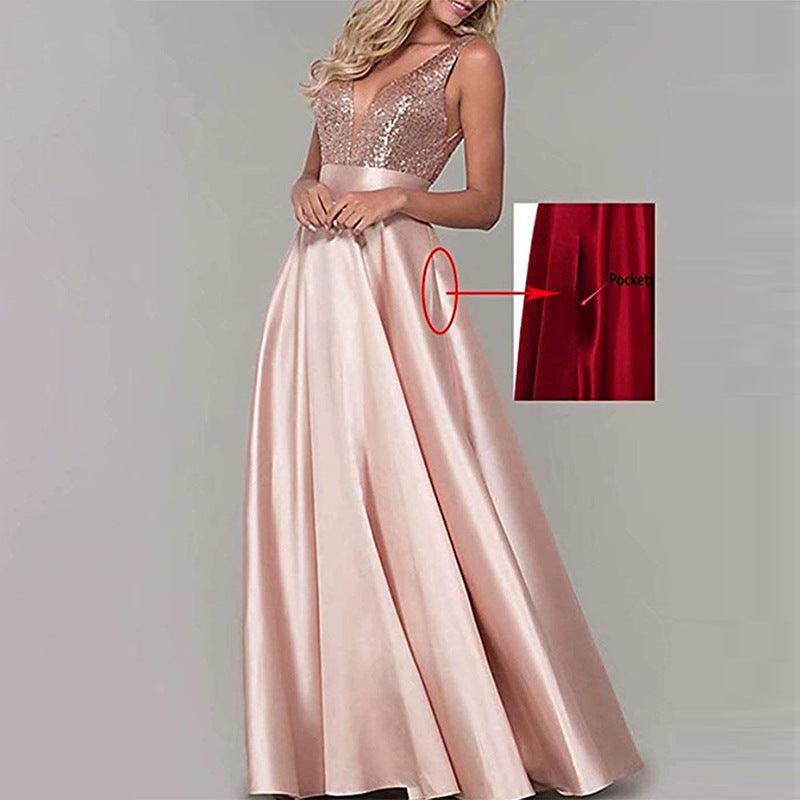 Sequined Rose Gold Formal Evening Dress - BUNNY BAZAR