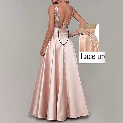 Sequined Rose Gold Formal Evening Dress - BUNNY BAZAR