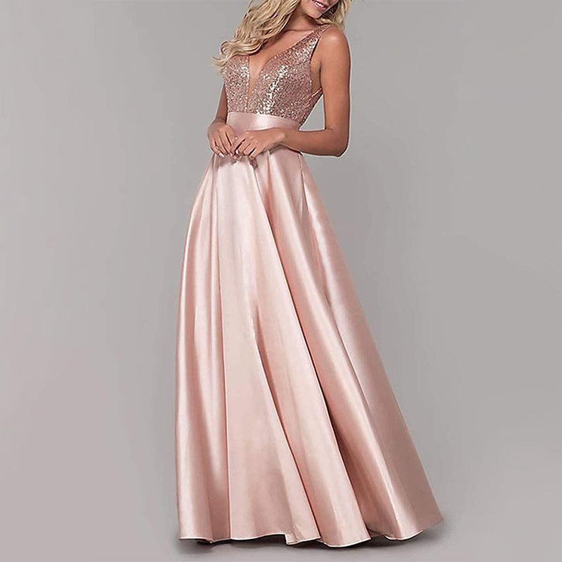 Sequined Rose Gold Formal Evening Dress - BUNNY BAZAR