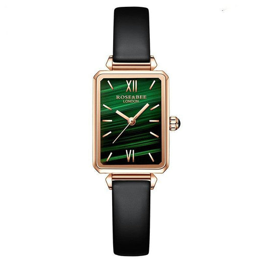 T-44 Small Square Watch Combines Style and Precision, Featuring A Green Malachite Bracelet - BUNNY BAZAR