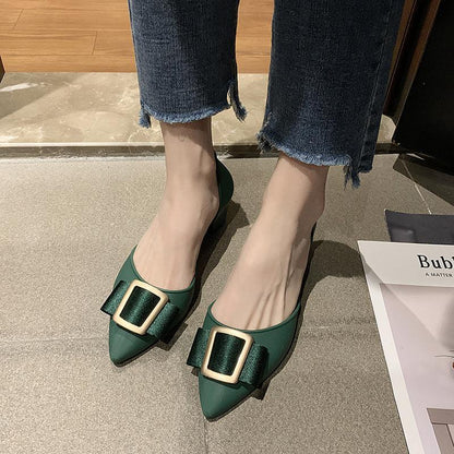 Women Jelly Shoes Trend Square Buckle Pointed Toe Pumps - BUNNY BAZAR