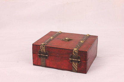 Antique Storage Box Double Belt Small Wooden Box - BUNNY BAZAR