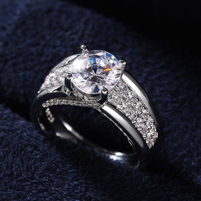 European And American Wedding Round Diamond Ring Women - BUNNY BAZAR