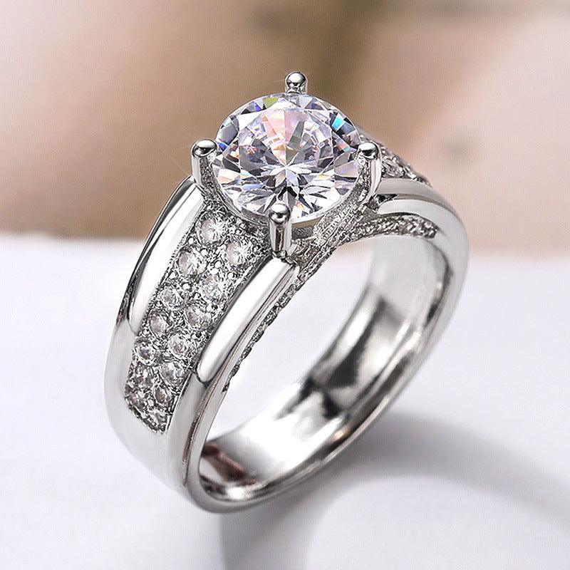 European And American Wedding Round Diamond Ring Women - BUNNY BAZAR