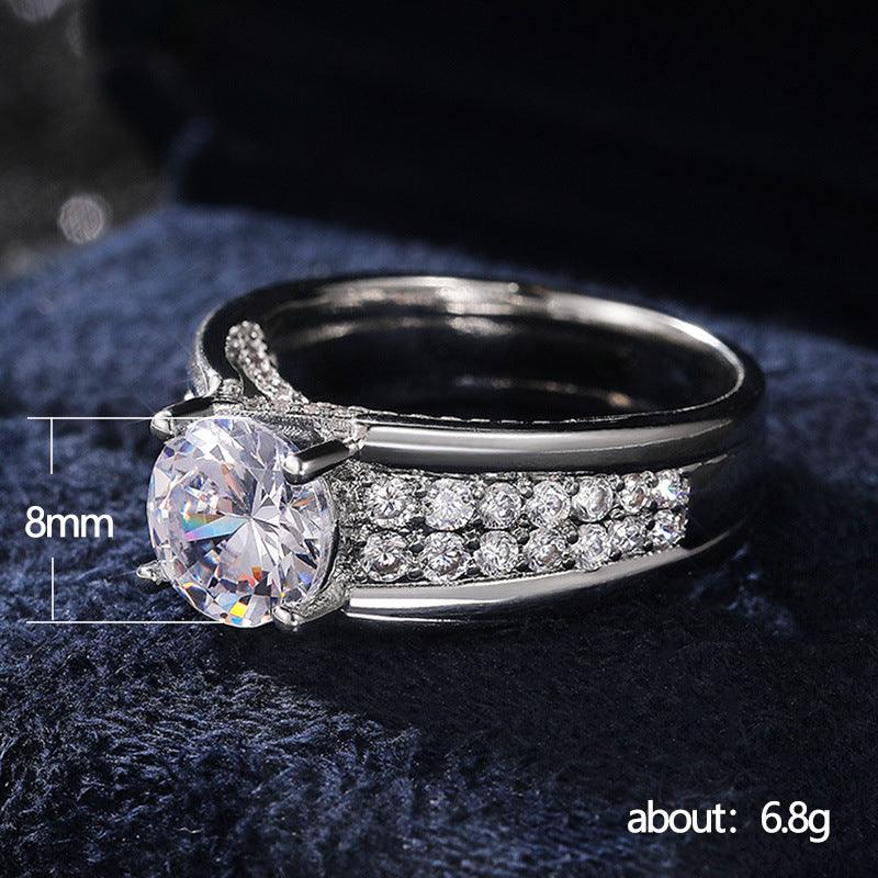 European And American Wedding Round Diamond Ring Women - BUNNY BAZAR