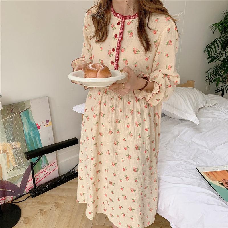 Sweet Floral Lotus Leaf Long Sleeve Pajamas - BUNNY BAZAR