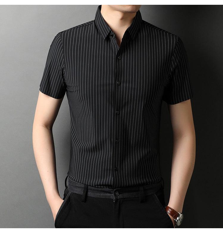 Middle-aged Short Sleeve Business Shirt With Lapel - BUNNY BAZAR