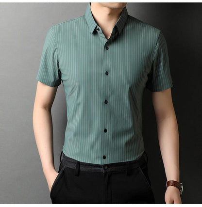 Middle-aged Short Sleeve Business Shirt With Lapel - BUNNY BAZAR