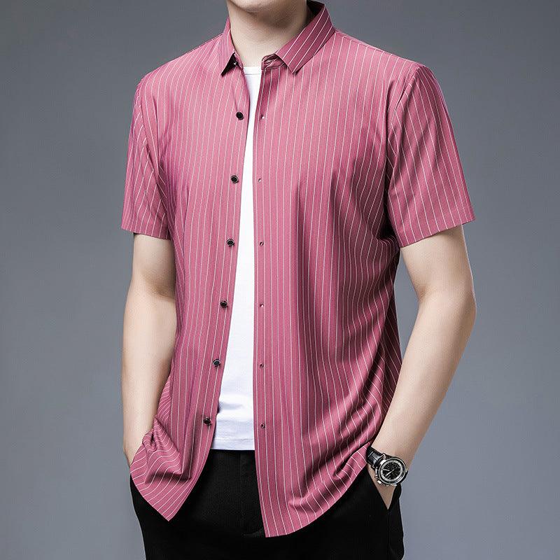 Middle-aged Short Sleeve Business Shirt With Lapel - BUNNY BAZAR