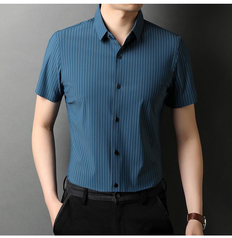 Middle-aged Short Sleeve Business Shirt With Lapel - BUNNY BAZAR