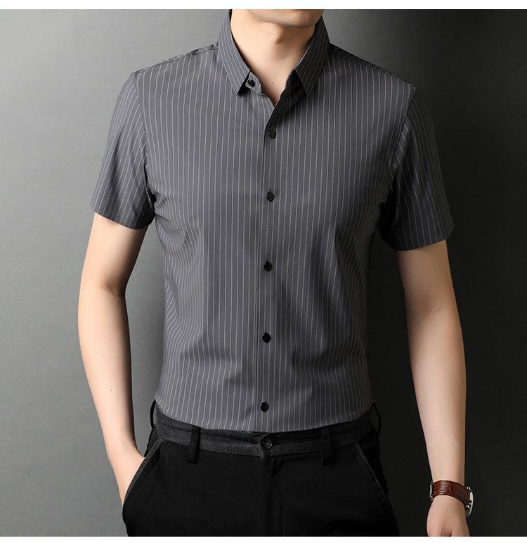 Middle-aged Short Sleeve Business Shirt With Lapel - BUNNY BAZAR