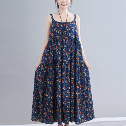 Floral Print Loose Cotton Hemp Show Slim Skirt Women's Wear - BUNNY BAZAR