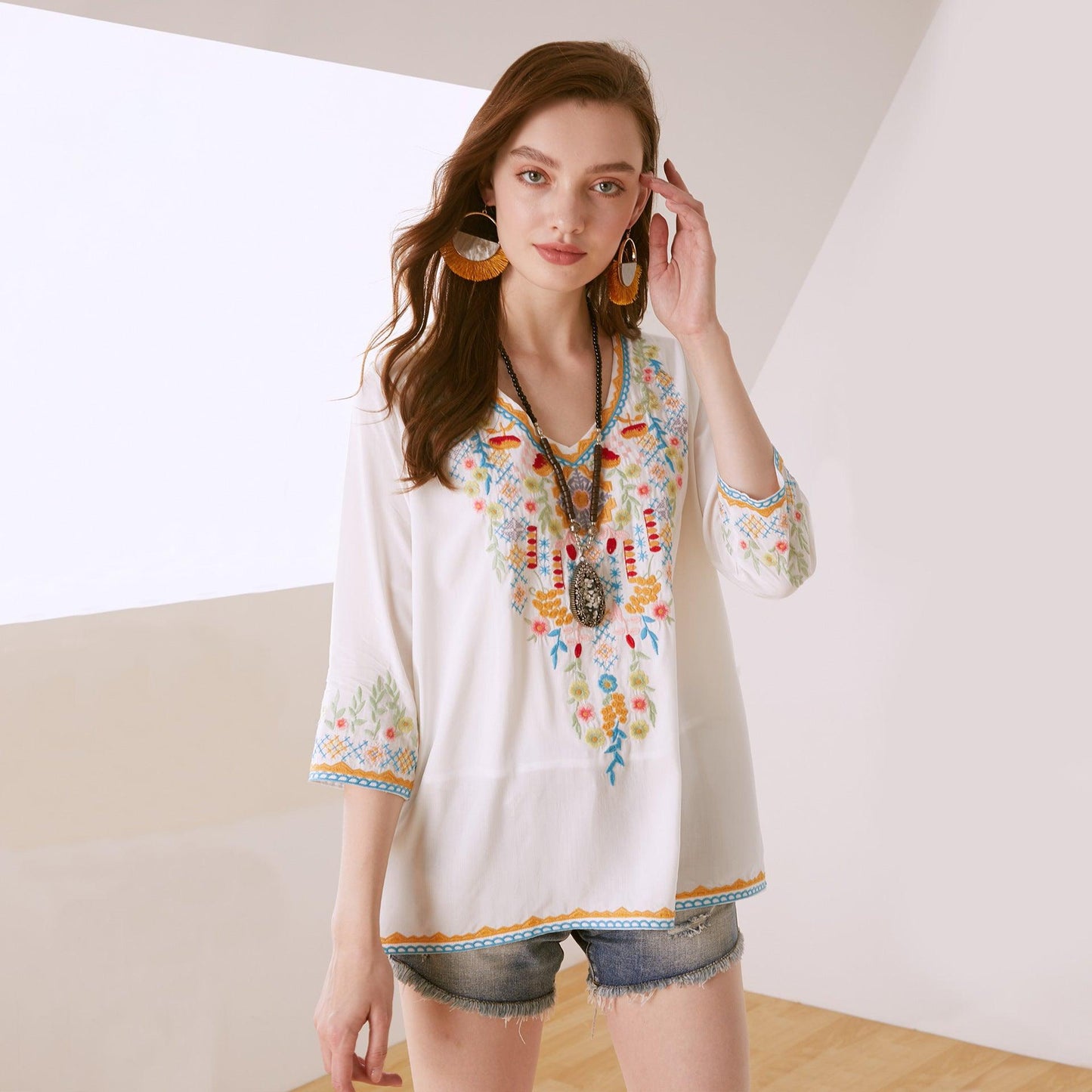 Women's New Shirt Embroidery Loose Slimming Shirt Women - BUNNY BAZAR