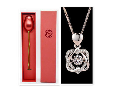 Heart Necklace Female 925 Silver Plated Rose Gold Pendant - BUNNY BAZAR