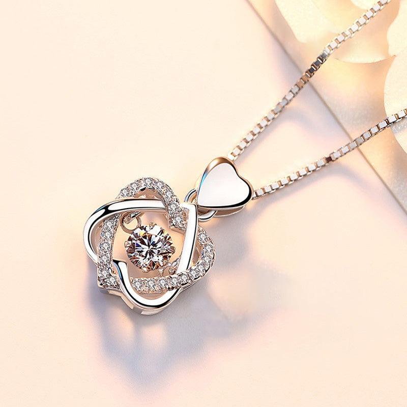 Heart Necklace Female 925 Silver Plated Rose Gold Pendant - BUNNY BAZAR