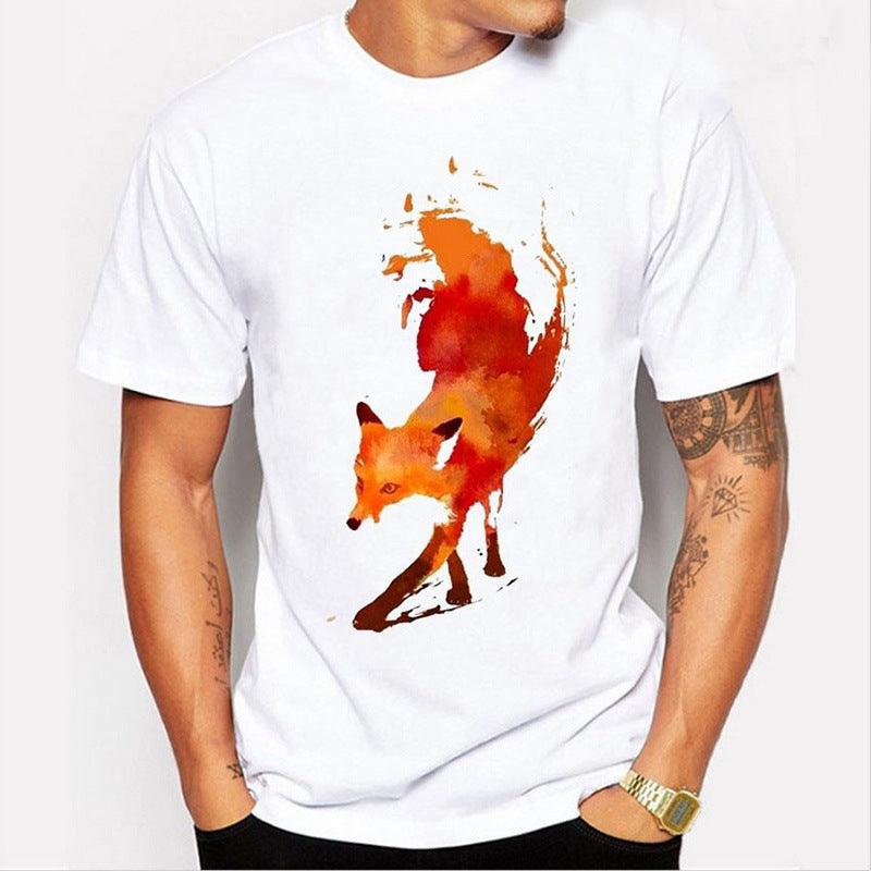 Fox Print T-Shirt Round Neck Short-Sleeved T-Shirt - BUNNY BAZAR