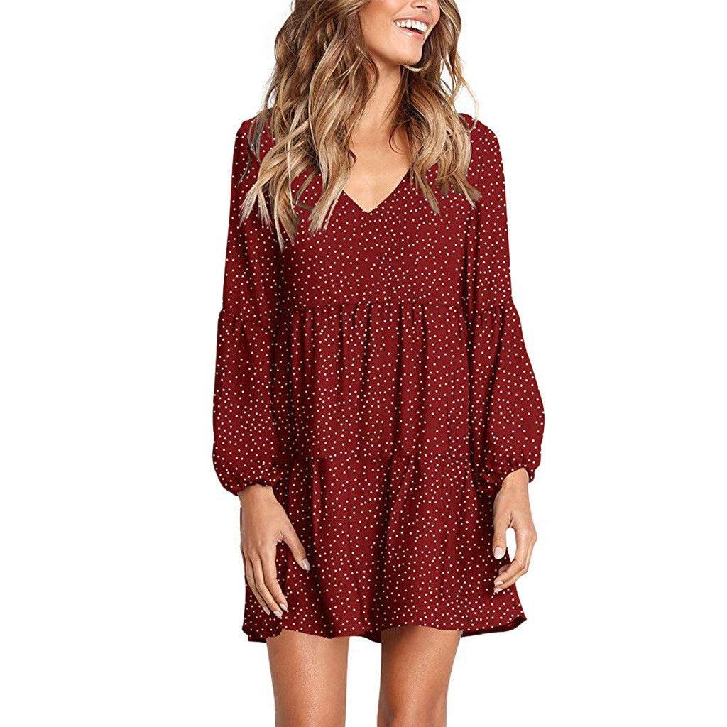 Polka dot ruffled loose dress - BUNNY BAZAR