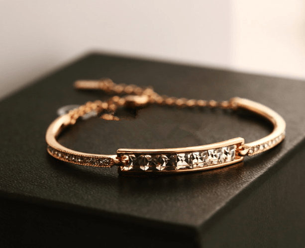 Diamond Crystal Bracelet Inlaid with Diamond Plated Gold Bracelet - BUNNY BAZAR