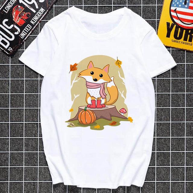 Cute fox printed T shirt Women Harajuku Tshirt Thin section - BUNNY BAZAR