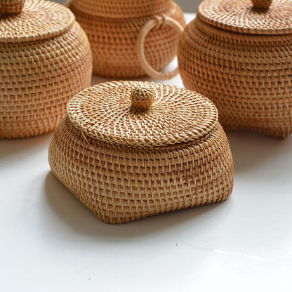 Autumn Rattan Woven Round Coffee Table Sundries Remote Control - BUNNY BAZAR