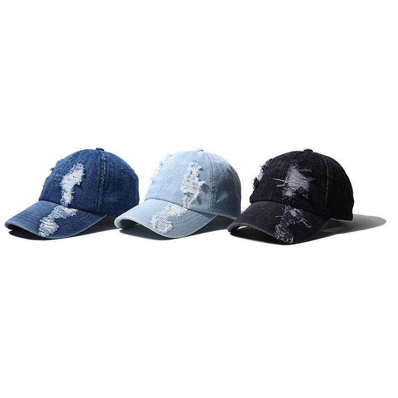 Men's And Women's Hole Denim Casual Duck Tongue Baseball Cap - BUNNY BAZAR