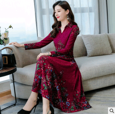 Winter long-sleeved dress 2021 new women's temperament slim dress skirt slim skirt. - BUNNY BAZAR