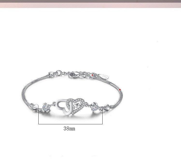 925 Sterling silver zircon Heart Bracelet - BUNNY BAZAR