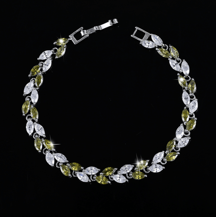 Korean Korean fashion hand jewelry small leaf AAA zircon bracelet jewelry - BUNNY BAZAR