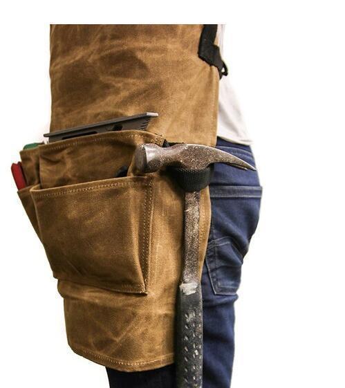 Waxed Canvas Tool Apron with Multiple Pockets - BUNNY BAZAR