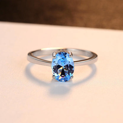 BB-01 Sky Blue Topaz , Oval Nano Morganite beautiful Ring - BUNNY BAZAR