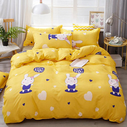 Brushed Aloe Cotton Four-piece Small Bed Sheet Duvet Cover Student Dormitory - BUNNY BAZAR