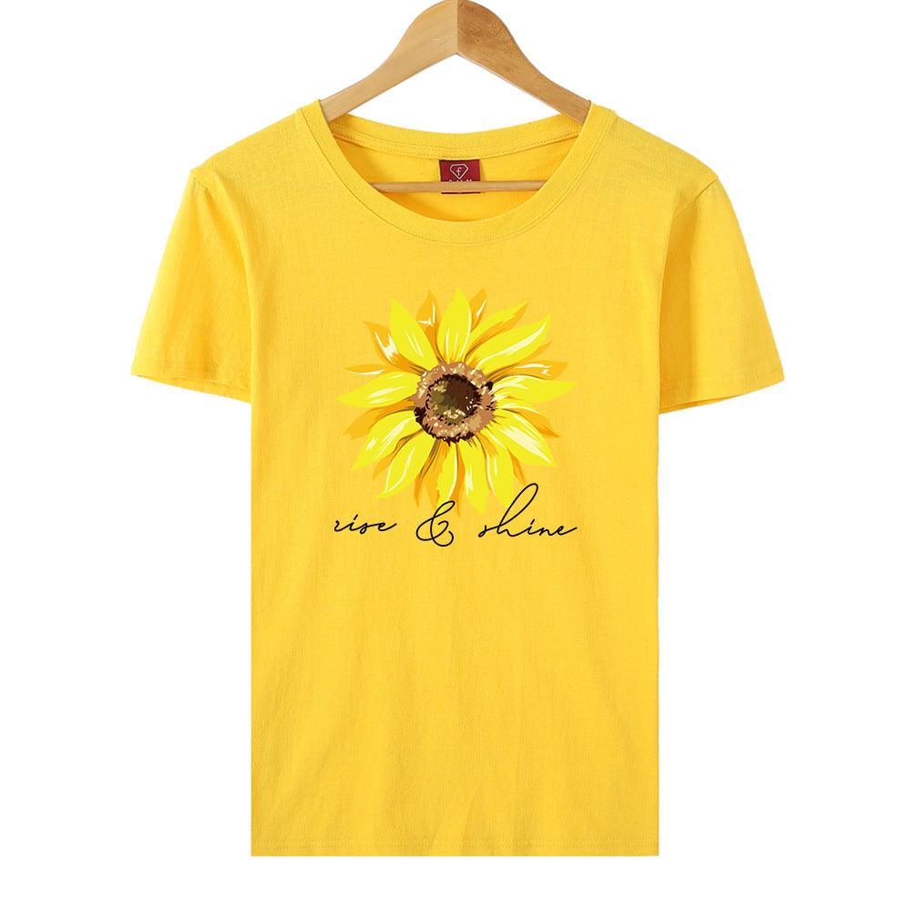 Sunflower Printed Short sleeve T-shirt - BUNNY BAZAR