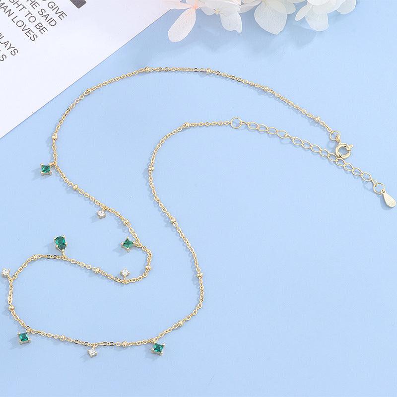 Generous water drop emerald zircon necklace - BUNNY BAZAR