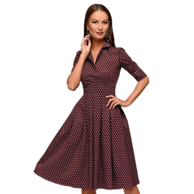 Women's Elegant Half Sleeve Lapel Party Casual Dress - BUNNY BAZAR