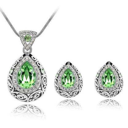 Gorgeous crystal earrings necklace set - BUNNY BAZAR