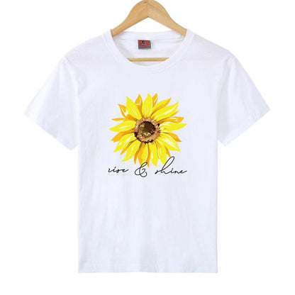 Sunflower Printed Short sleeve T-shirt - BUNNY BAZAR