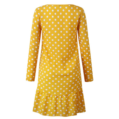 Polka dot ruffled long sleeve dress - BUNNY BAZAR