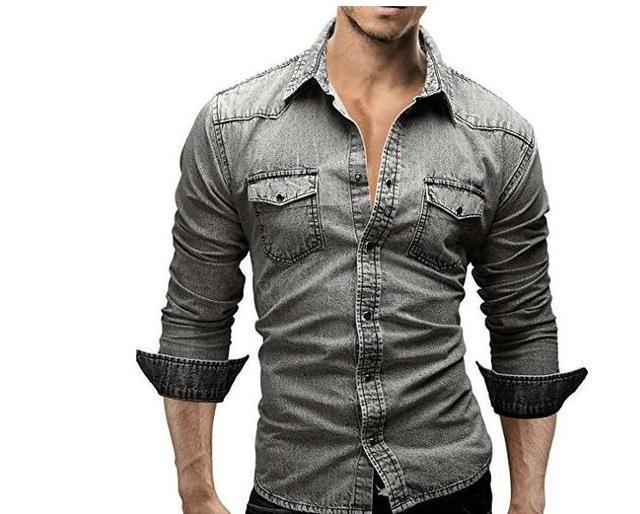 Men Shirt Brand Male Long Sleeve Shirts Casual Solid Slim Fit - BUNNY BAZAR