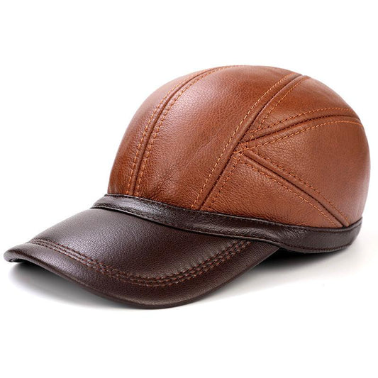 Men's cap first layer leather baseball cap - BUNNY BAZAR