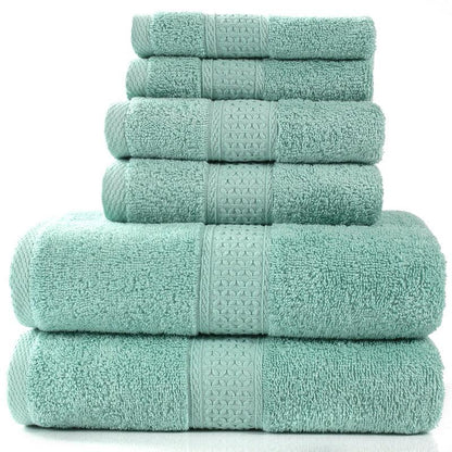 Home Simple Cotton Absorbent Towel Bath Towel 6-Piece Set - BUNNY BAZAR